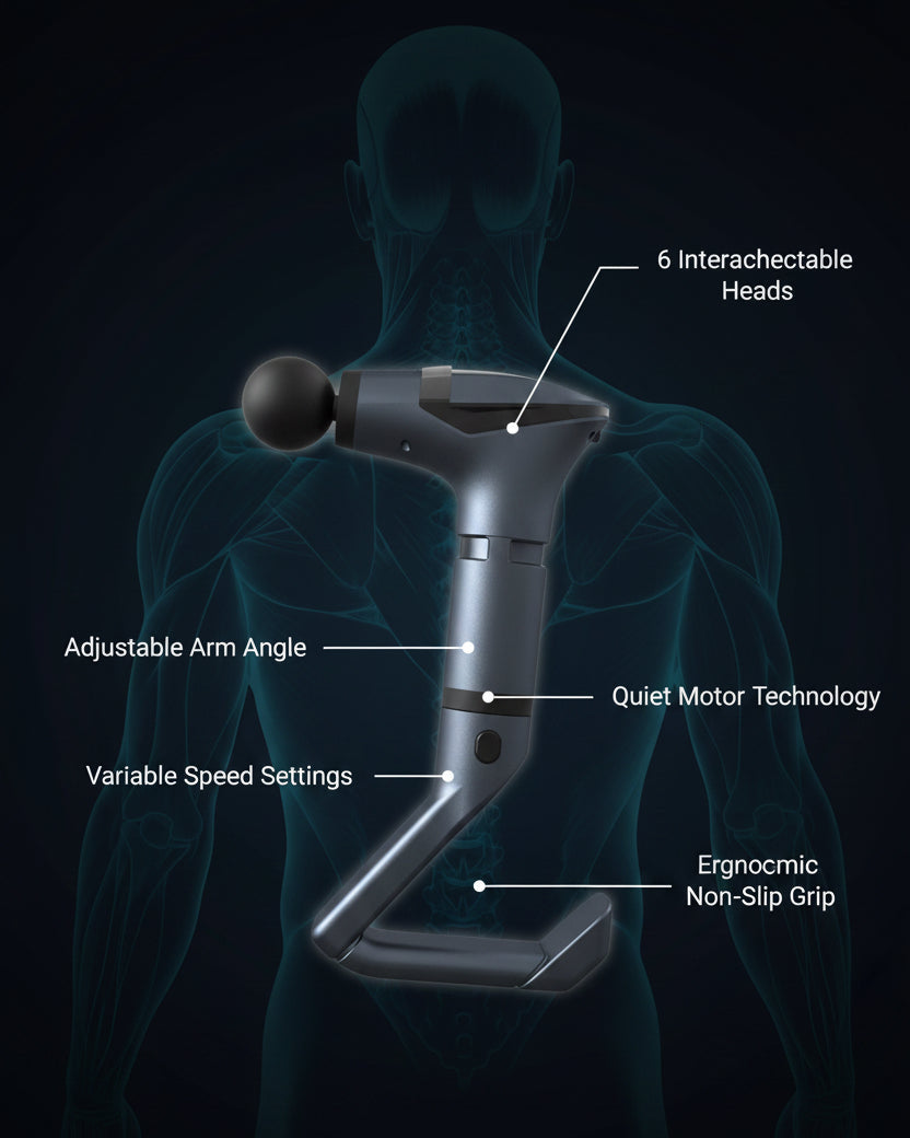 EaseOra Extended Reach Percussion Massager — speed control detail